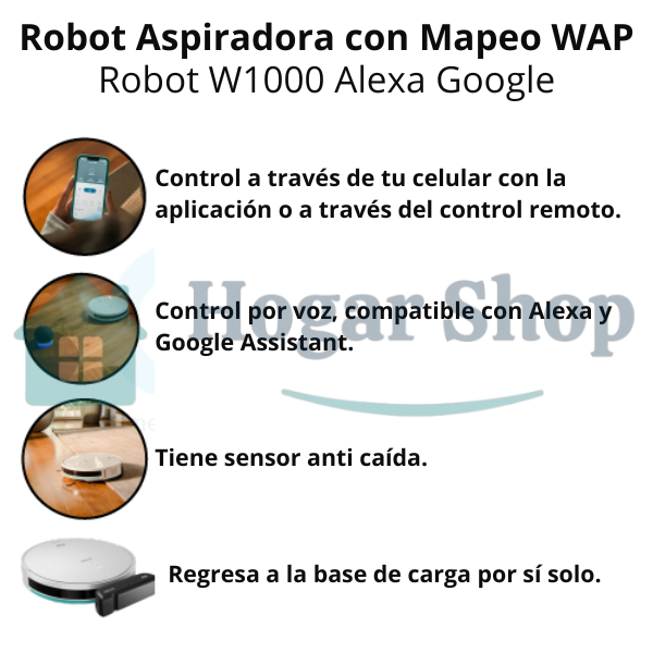 Aspiradora Robot con Mapeo Wap Robot W1000 Alexa Google