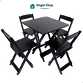 Juego de Mesa Plegable 70x70 c/ 4 Sillas de Madera Maciza - Envío Inmediato