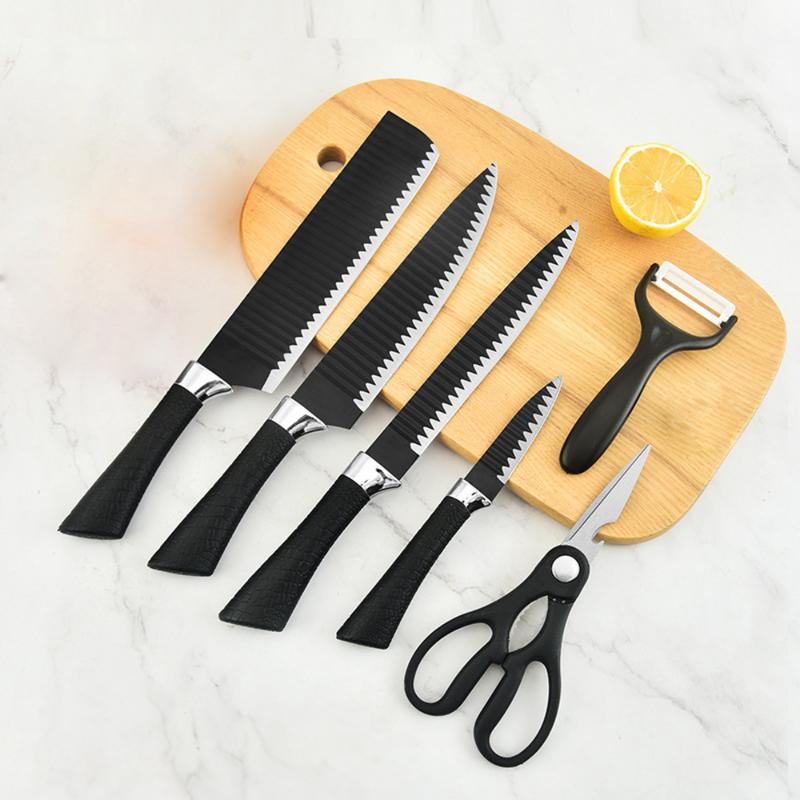 Juego de Cuchillos de Acero Inoxidable de 6 Piezas con Mango Reforzado Antiadherente