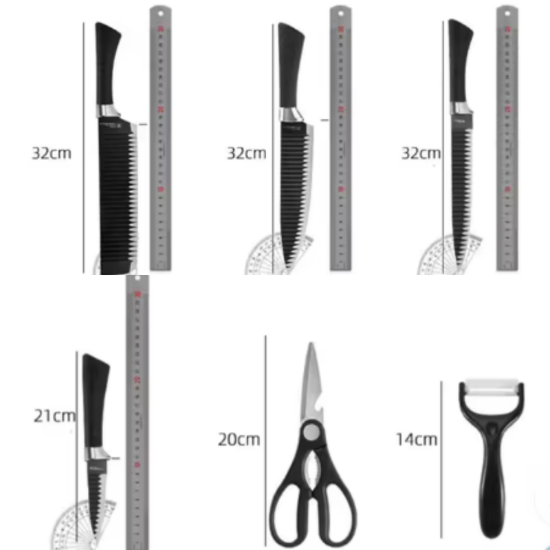 Juego de Cuchillos de Acero Inoxidable de 6 Piezas con Mango Reforzado Antiadherente