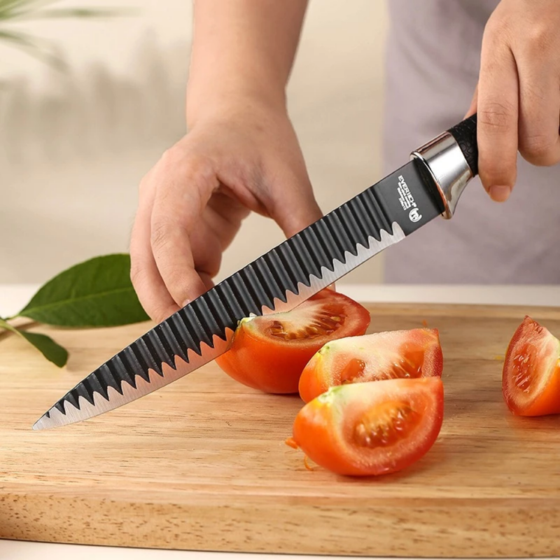 Juego de Cuchillos de Acero Inoxidable de 6 Piezas con Mango Reforzado Antiadherente
