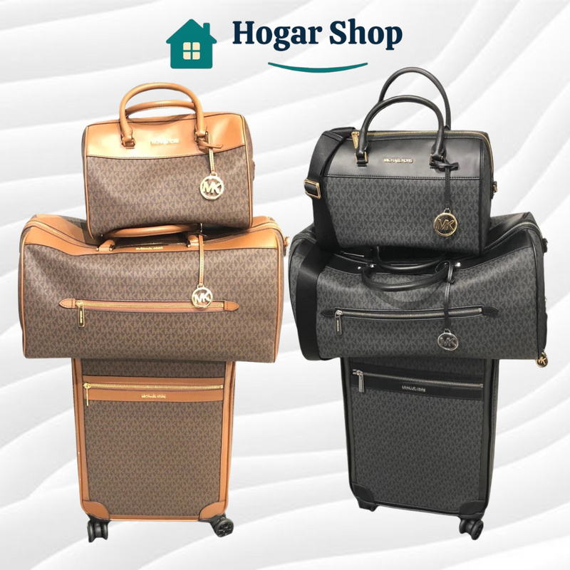 Set de Viaje Michael Kors 3 en 1 Original – Valija + Bolso XL + Cartera